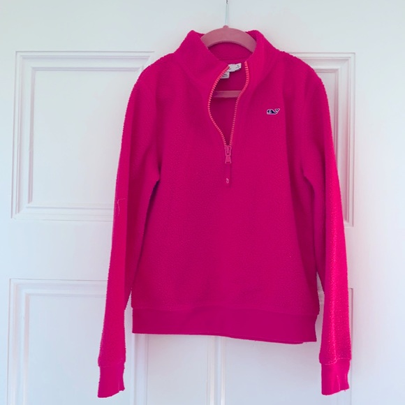 Vineyard Vines Sherpa fleece pullover size 7-8 (S) girls pink - Picture 1 of 4